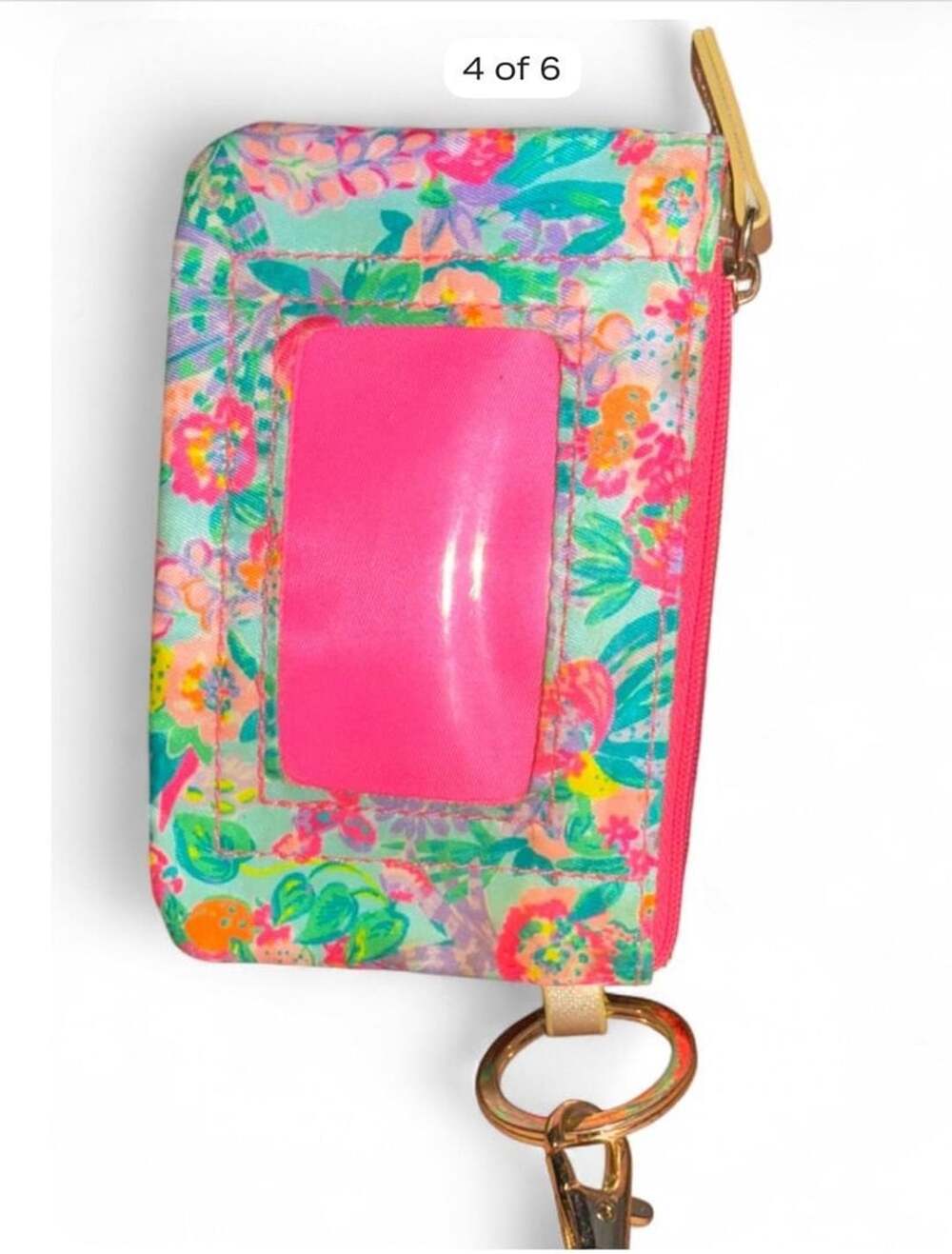 Lilly Pulitzer Key Ring ID Card Case Lanyard Wallet Leaf It Wild